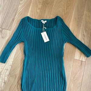 NWT SUNDANCE GREEN KNIT RIBBED TOP SIZE M